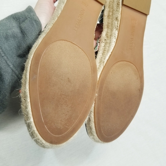 Nine West Allegro Bow 3 Strap Floral Espadrilles worn 1x wedge size 7.5 - Picture 11 of 15